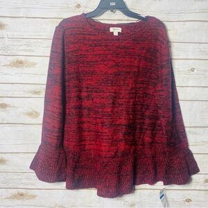 Style & Co. Red and Black Knit Sweater Top Size XL
